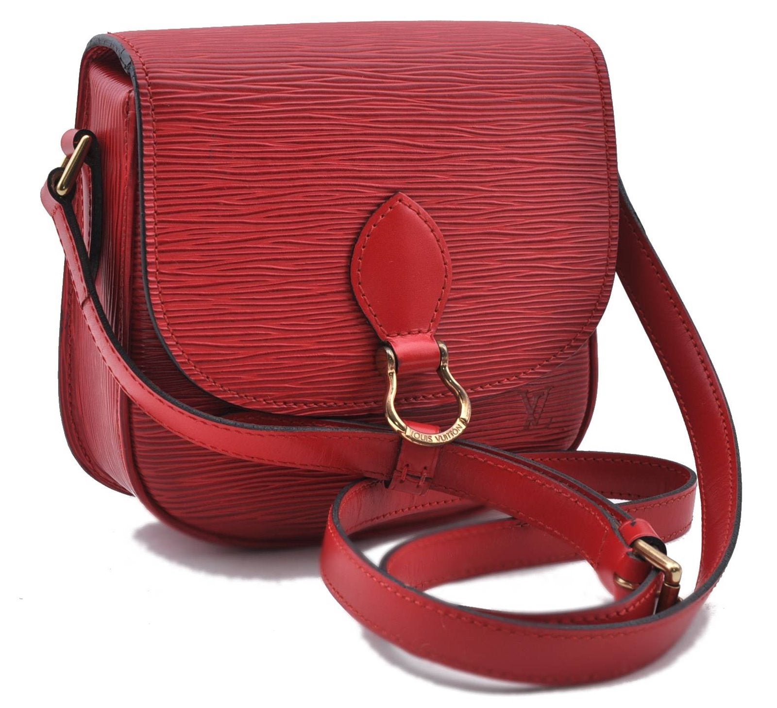 Auth LOUIS VUITTON Epi Saint Cloud PM Shoulder Cross Body Bag M52217 Red 4163C