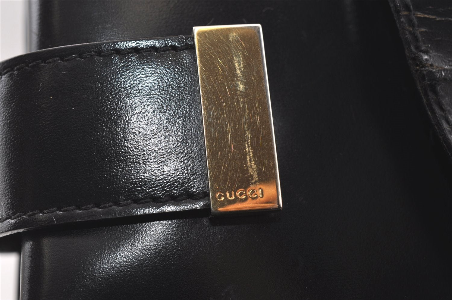 Authentic GUCCI Vintage 2Way Shoulder Hand Bag Purse Leather Black Junk 4164I