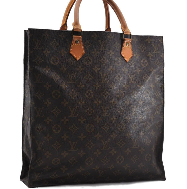 Authentic Louis Vuitton Monogram Sac Plat Hand Bag M51140 LV 4172D