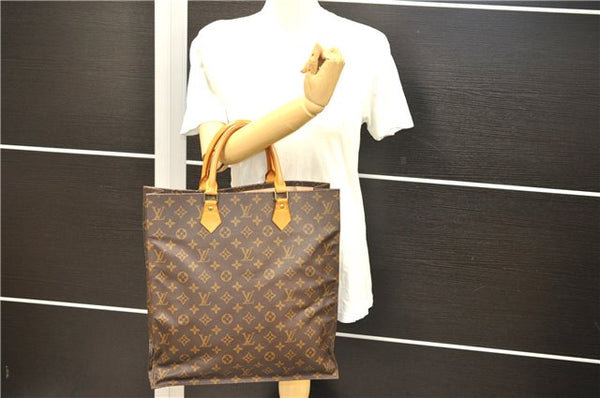 Authentic Louis Vuitton Monogram Sac Plat Hand Bag M51140 LV 4172D