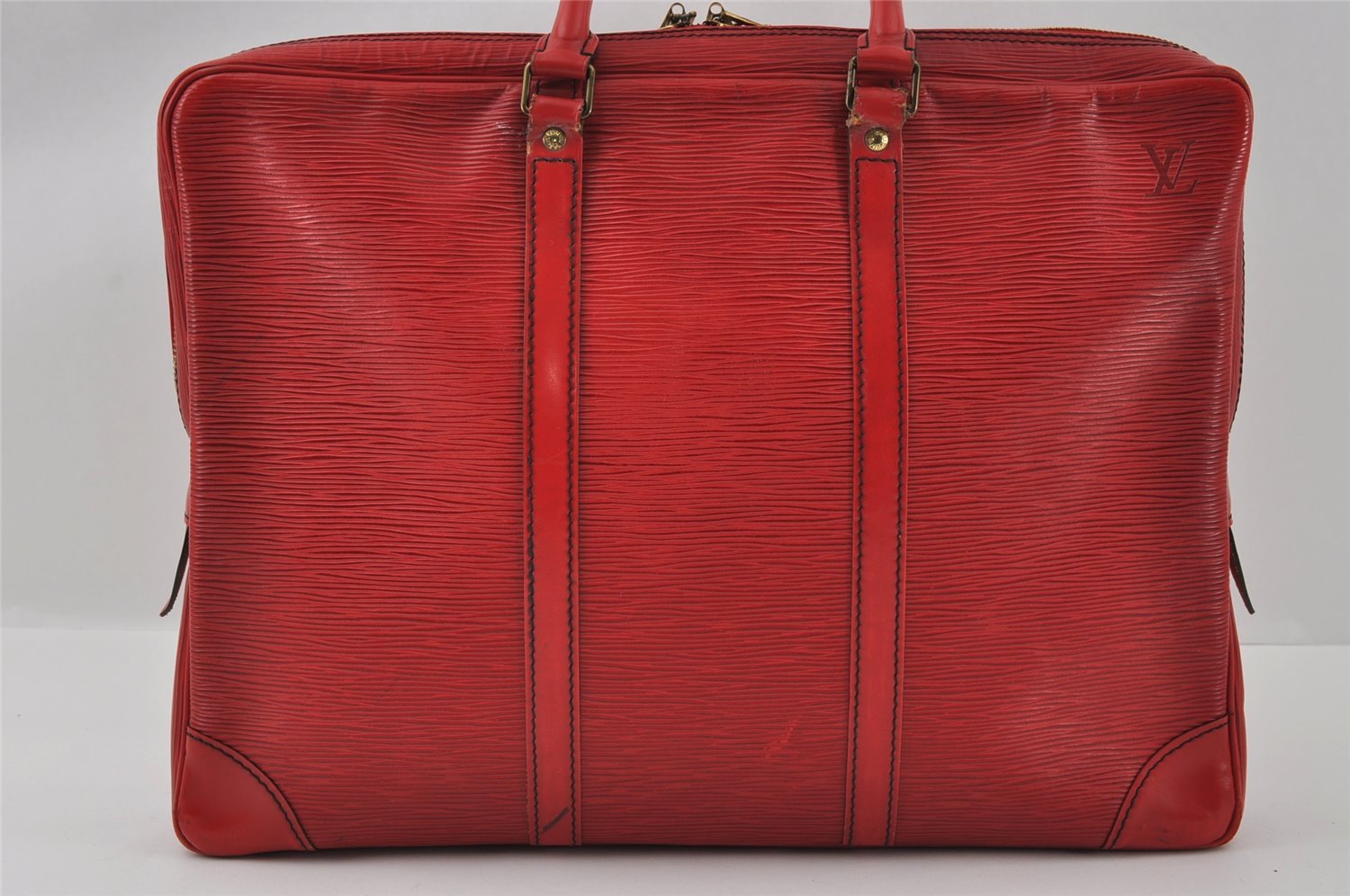 Authentic Louis Vuitton Epi Porte Documents Voyage Briefcase Red M54477 LV 4174I