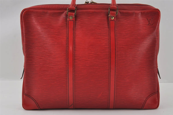 Authentic Louis Vuitton Epi Porte Documents Voyage Briefcase Red M54477 LV 4174I