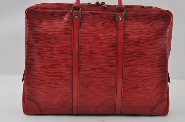 Authentic Louis Vuitton Epi Porte Documents Voyage Briefcase Red M54477 LV 4174I