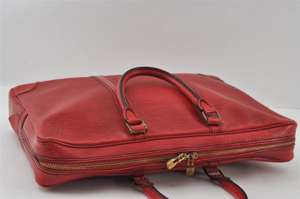 Authentic Louis Vuitton Epi Porte Documents Voyage Briefcase Red M54477 LV 4174I