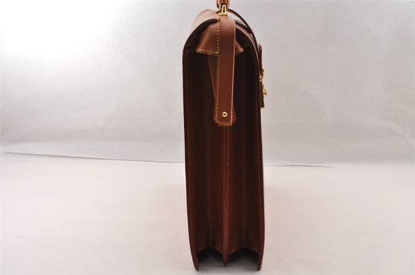 Authentic Louis Vuitton Epi Serviette Fermoir Briefcase Brown M54358 LV 4175I