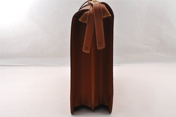 Authentic Louis Vuitton Epi Serviette Fermoir Briefcase Brown M54358 LV 4175I
