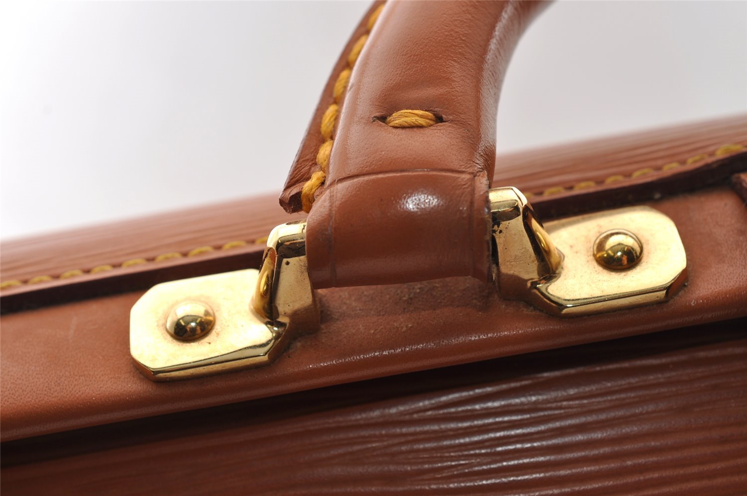 Authentic Louis Vuitton Epi Serviette Fermoir Briefcase Brown M54358 LV 4175I
