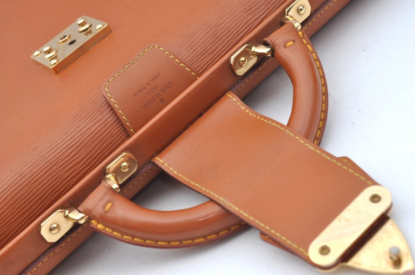 Authentic Louis Vuitton Epi Serviette Fermoir Briefcase Brown M54358 LV 4175I