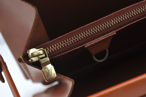 Authentic Louis Vuitton Epi Serviette Fermoir Briefcase Brown M54358 LV 4175I