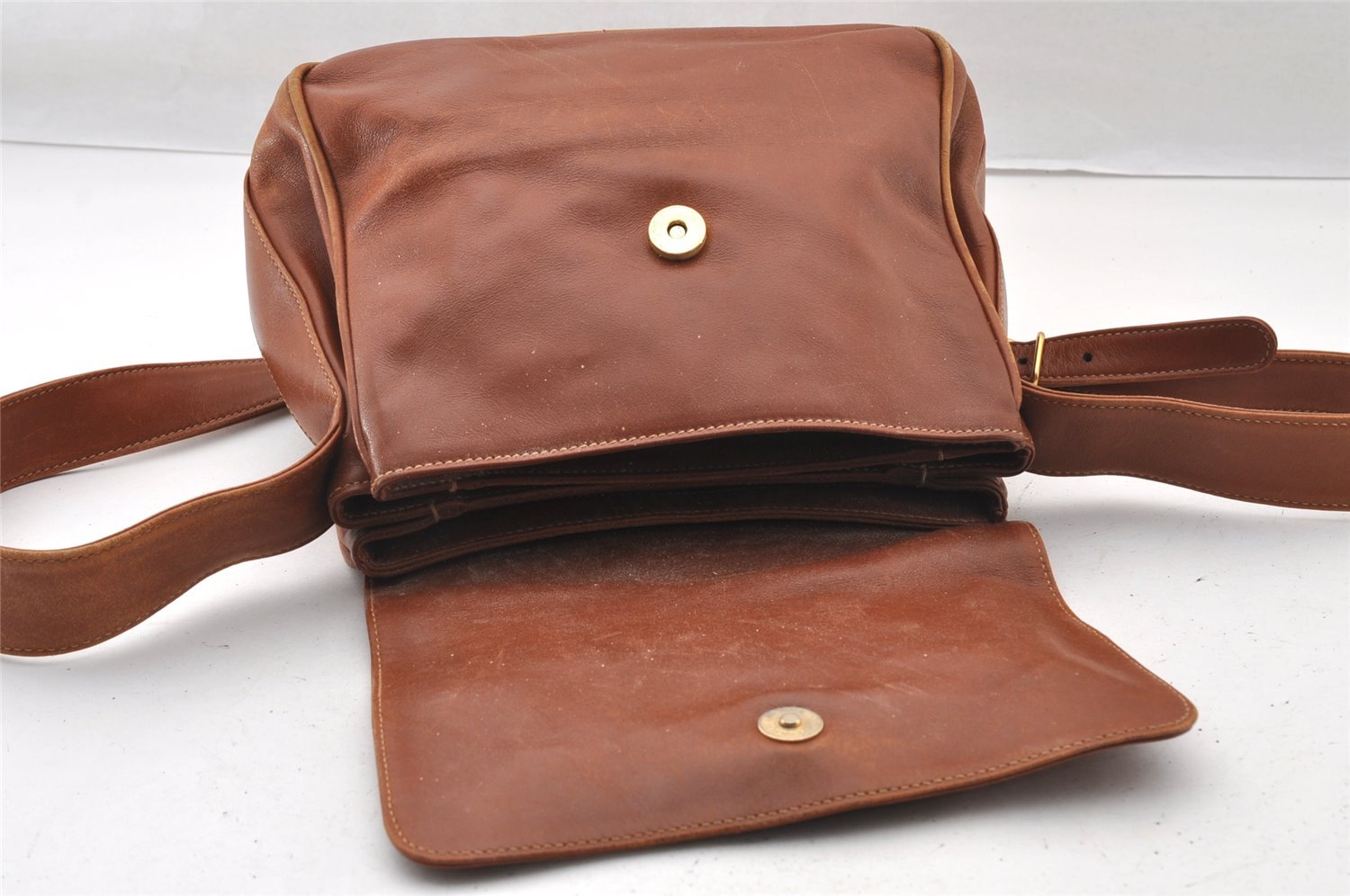 Authentic GUCCI Bamboo Shoulder Cross Body Bag Purse Leather Brown Junk 4177I