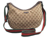 Auth GUCCI Web Sherry Line Shoulder Bag GG Canvas Leather 181092 Brown 4178I