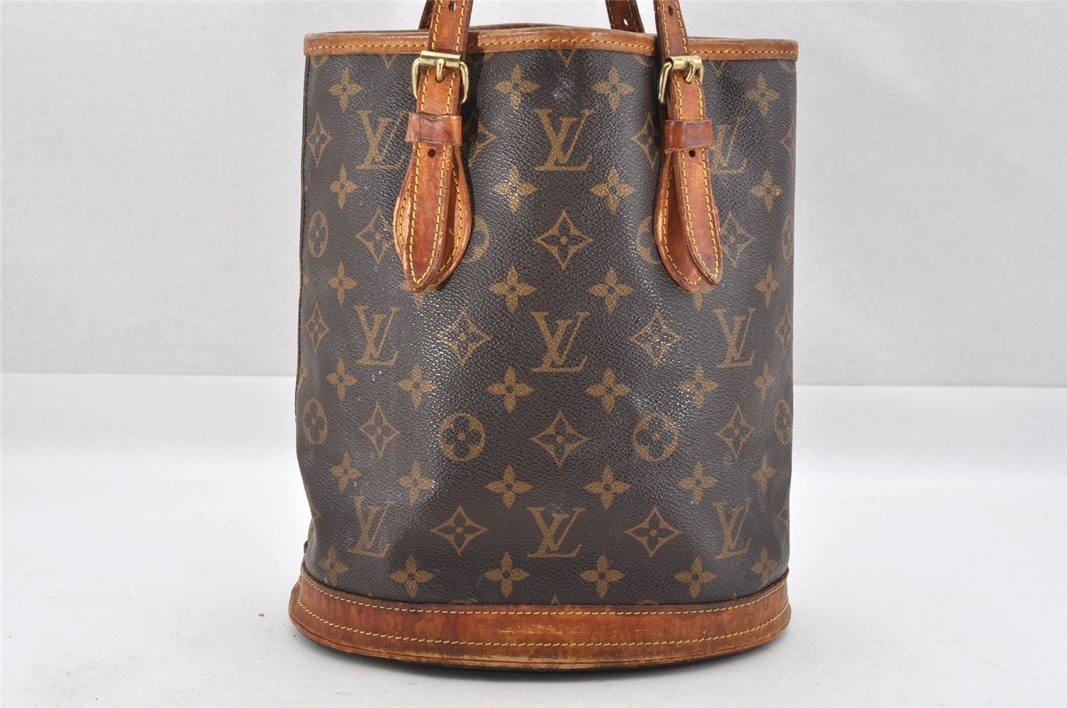 Authentic Louis Vuitton Monogram Bucket PM Shoulder Tote Bag M42238 Junk 4180I