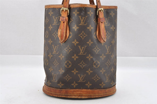 Authentic Louis Vuitton Monogram Bucket PM Shoulder Tote Bag M42238 Junk 4180I