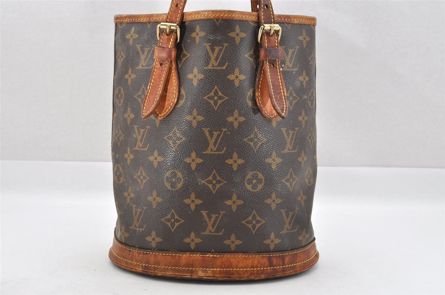 Authentic Louis Vuitton Monogram Bucket PM Shoulder Tote Bag M42238 Junk 4180I