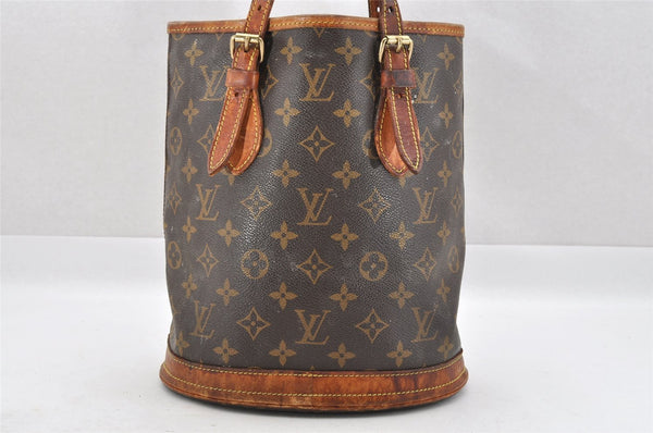 Authentic Louis Vuitton Monogram Bucket PM Shoulder Tote Bag M42238 Junk 4180I