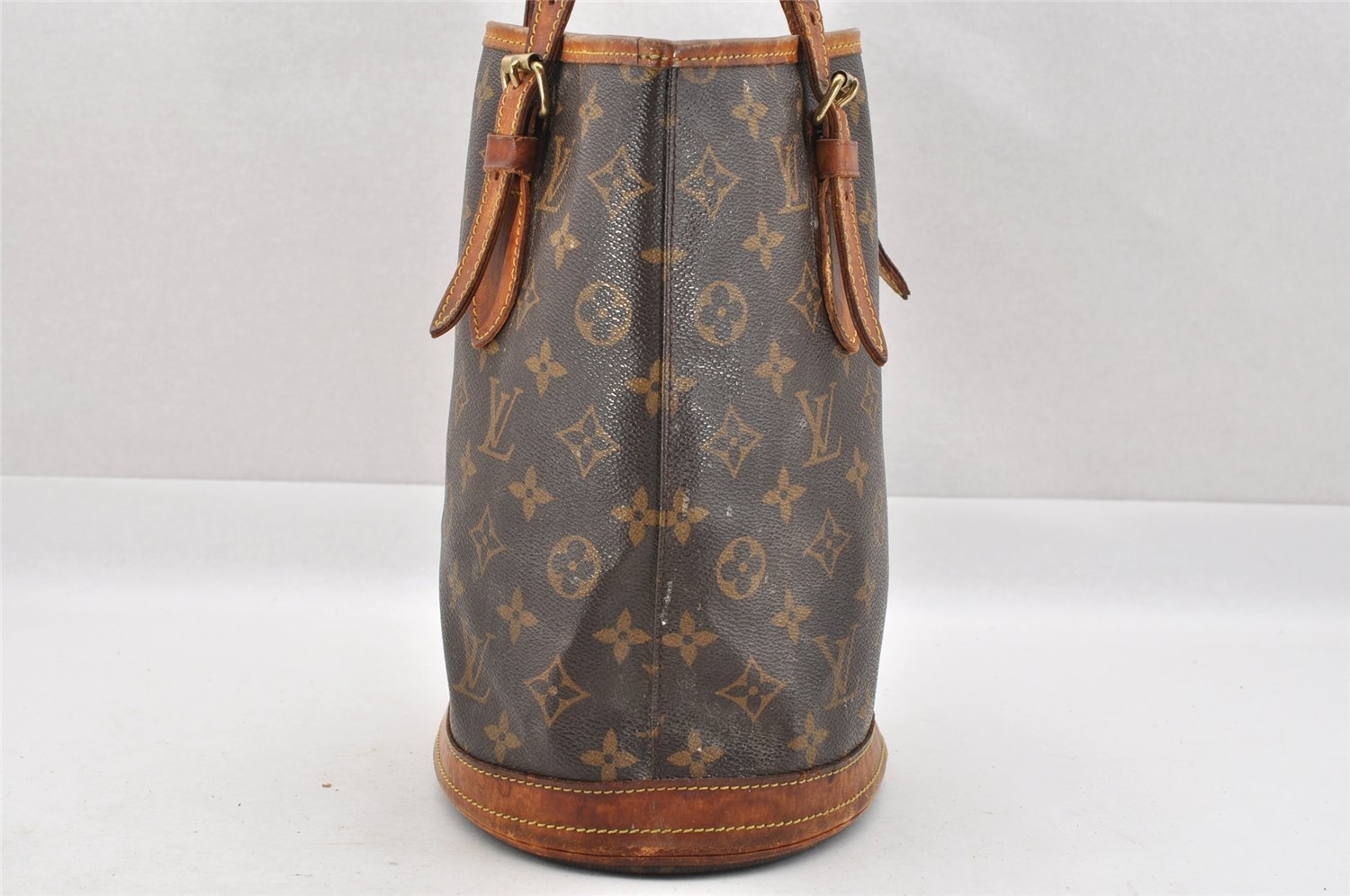 Authentic Louis Vuitton Monogram Bucket PM Shoulder Tote Bag M42238 Junk 4180I