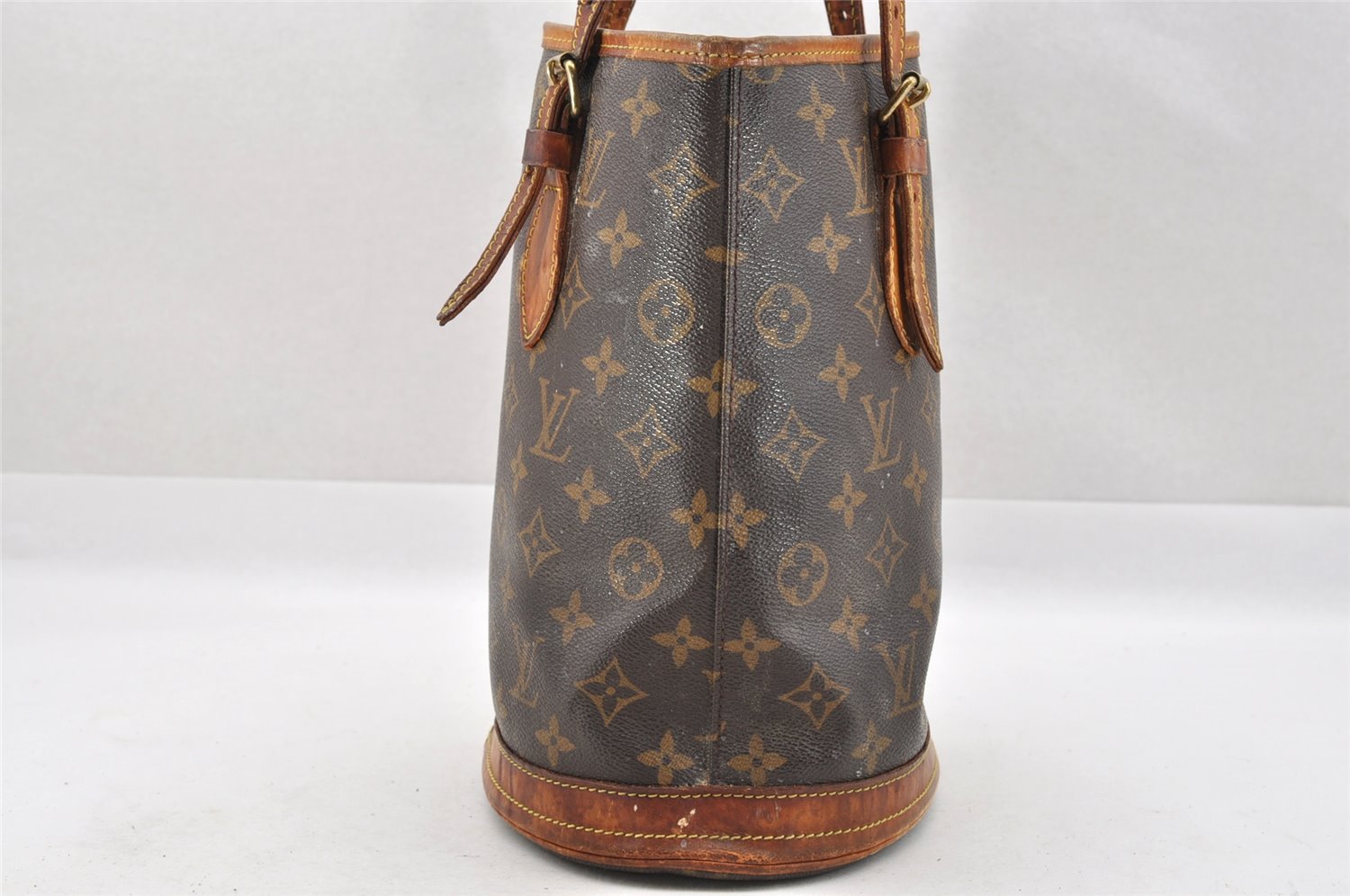 Authentic Louis Vuitton Monogram Bucket PM Shoulder Tote Bag M42238 Junk 4180I