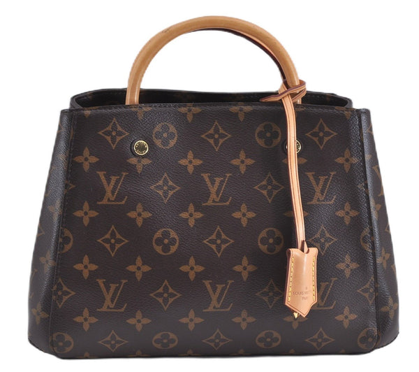 Authentic Louis Vuitton Monogram Montaigne BB 2Way Hand Bag M41055 LV 4181F