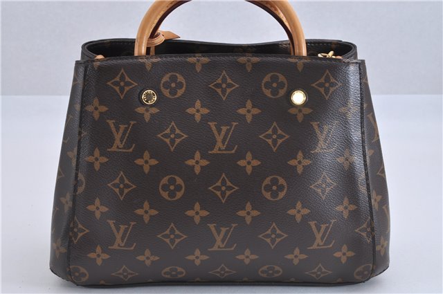 Authentic Louis Vuitton Monogram Montaigne BB 2Way Hand Bag M41055 LV 4181F