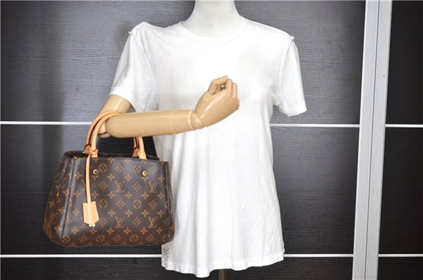 Authentic Louis Vuitton Monogram Montaigne BB 2Way Hand Bag M41055 LV 4181F