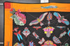 Authentic HERMES Carre 90 Scarf "SOIES VOLANTES" Silk Black 4184I