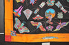 Authentic HERMES Carre 90 Scarf "SOIES VOLANTES" Silk Black 4184I