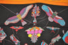 Authentic HERMES Carre 90 Scarf "SOIES VOLANTES" Silk Black 4184I