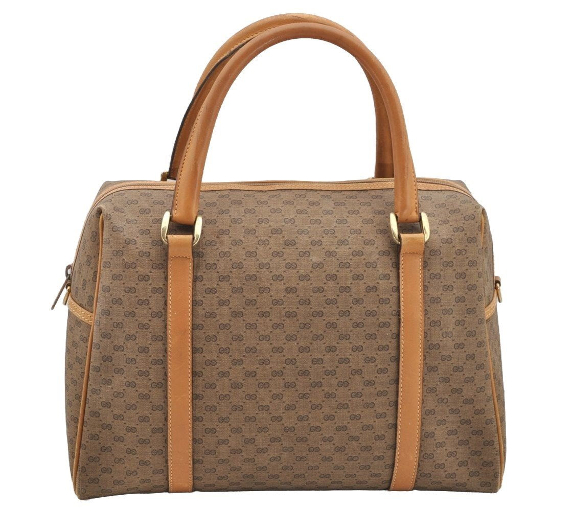 Authentic GUCCI Micro GG PVC Leather 2Way Shoulder Hand Bag Brown 4185I