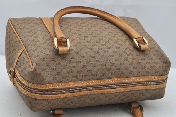 Authentic GUCCI Micro GG PVC Leather 2Way Shoulder Hand Bag Brown 4185I