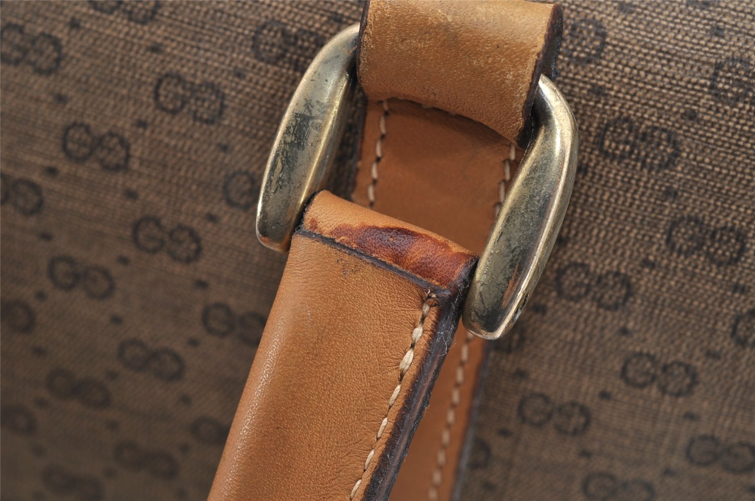 Authentic GUCCI Micro GG PVC Leather 2Way Shoulder Hand Bag Brown 4185I