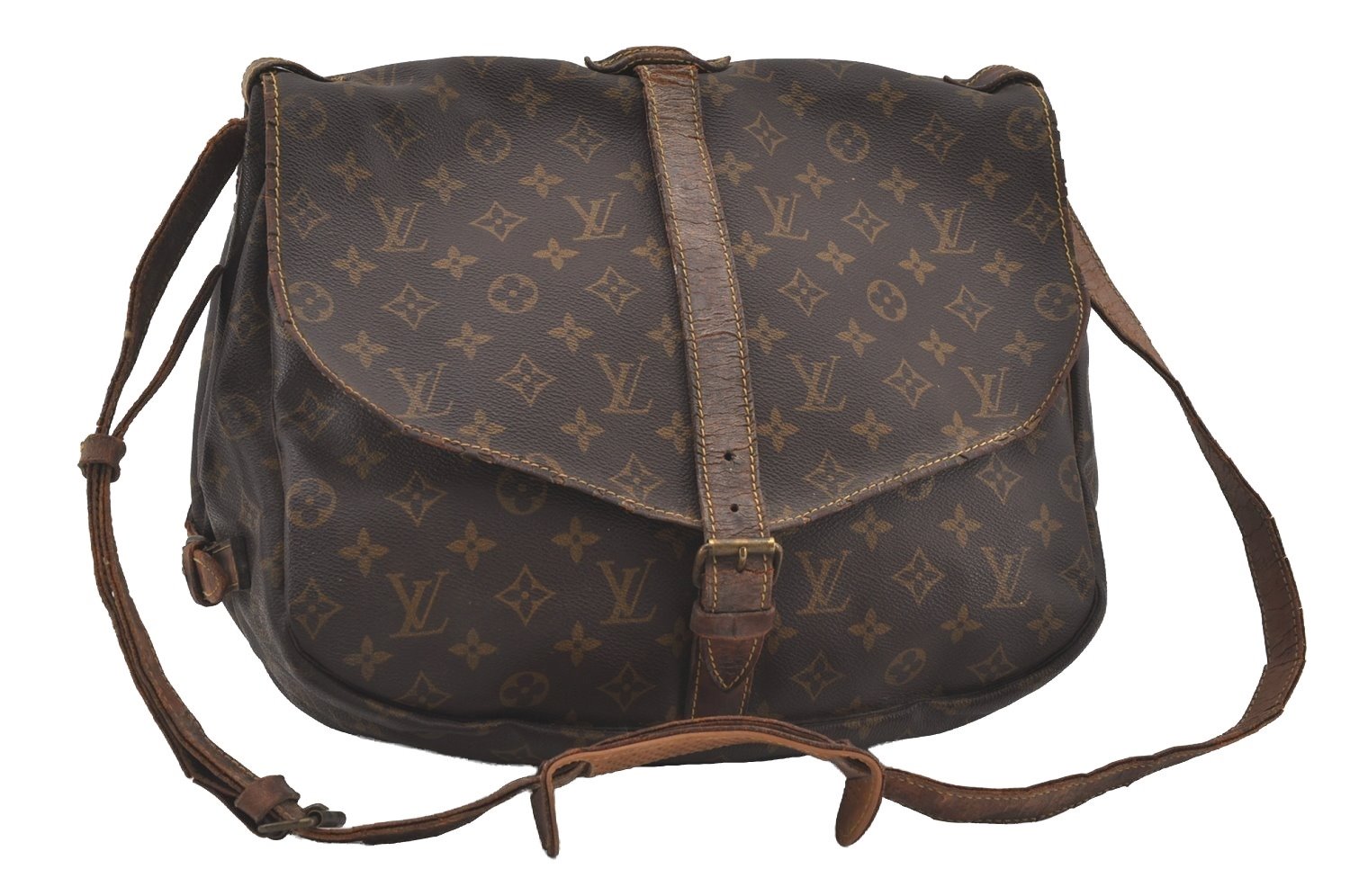 Authentic Louis Vuitton Monogram Saumur 35 Shoulder Cross Bag M42254 Junk 4186I