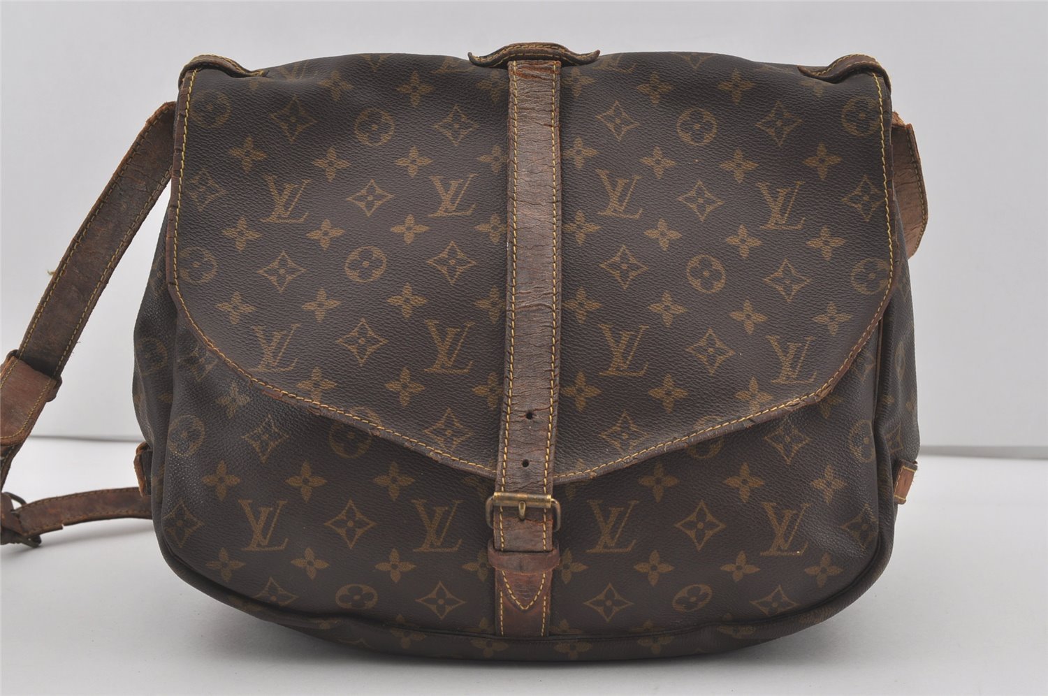 Authentic Louis Vuitton Monogram Saumur 35 Shoulder Cross Bag M42254 Junk 4186I