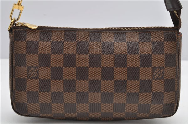 Authentic Louis Vuitton Damier Pochette Accessoires Hand Pouch N41206 LV 4187F