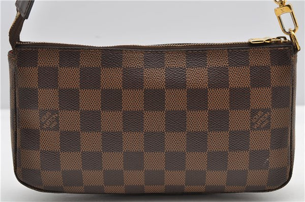 Authentic Louis Vuitton Damier Pochette Accessoires Hand Pouch N41206 LV 4187F