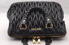 Authentic MIU MIU Vintage Matelasse Leather 2Way Shoulder Hand Bag Black 4187I