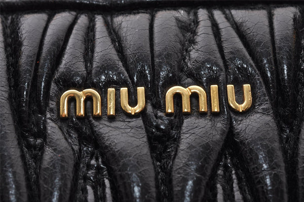 Authentic MIU MIU Vintage Matelasse Leather 2Way Shoulder Hand Bag Black 4187I