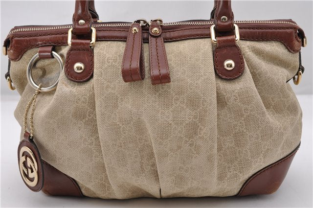 Authentic GUCCI Sukey 2Way Tote Bag GG Canvas Leather 247902 Beige 4188F