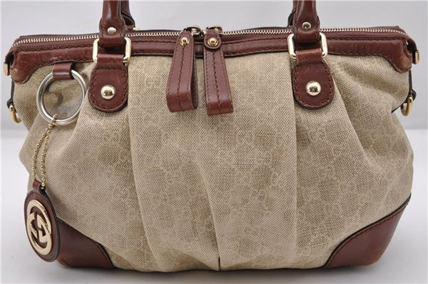 Authentic GUCCI Sukey 2Way Tote Bag GG Canvas Leather 247902 Beige 4188F