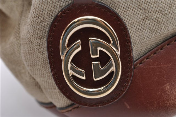 Authentic GUCCI Sukey 2Way Tote Bag GG Canvas Leather 247902 Beige 4188F