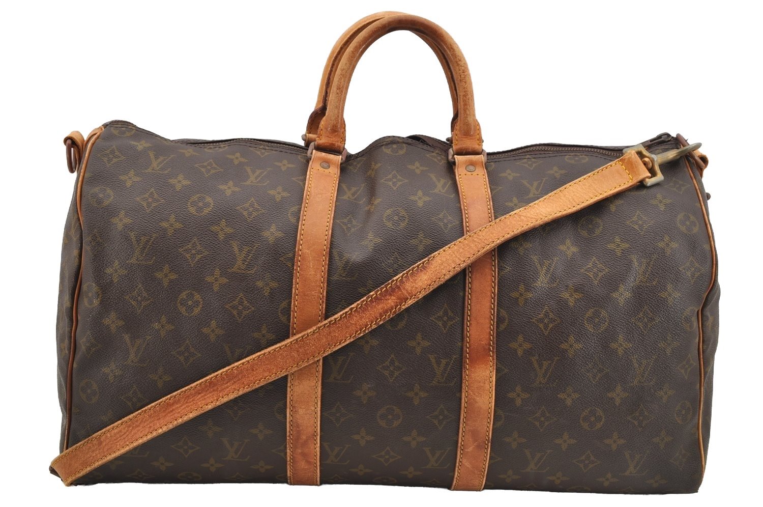Auth Louis Vuitton Monogram Keepall Bandouliere 50 Boston Bag Old Model LV 4188I