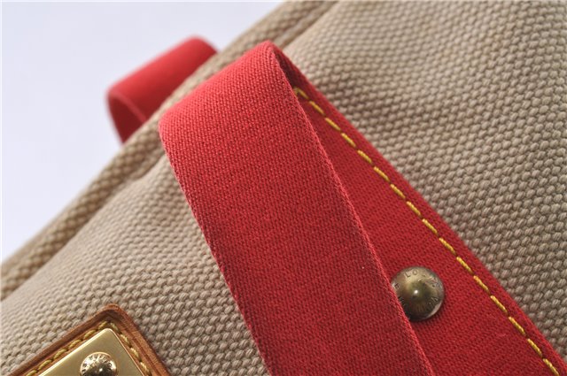 Authentic Louis Vuitton Antigua Cabas GM Tote Bag Beige Red M40032 LV 4189D