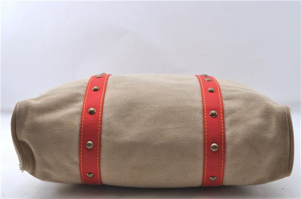 Authentic Louis Vuitton Antigua Cabas GM Tote Bag Beige Red M40032 LV 4189D