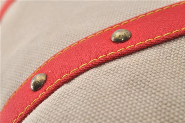 Authentic Louis Vuitton Antigua Cabas GM Tote Bag Beige Red M40032 LV 4189D