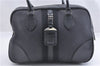 Authentic PRADA Vintage Canvas Leather Shoulder Hand Bag Purse Black 4190F