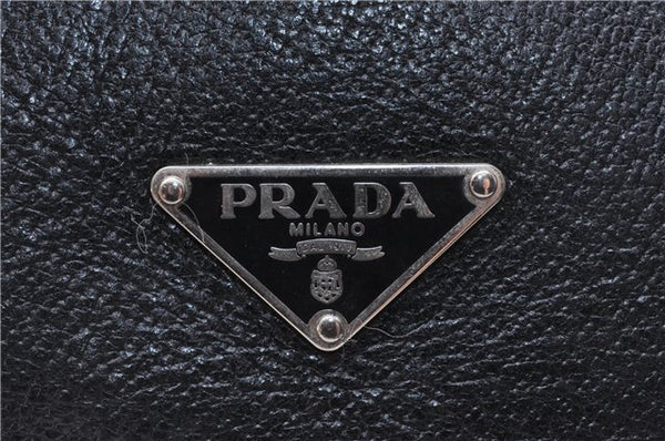 Authentic PRADA Vintage Canvas Leather Shoulder Hand Bag Purse Black 4190F