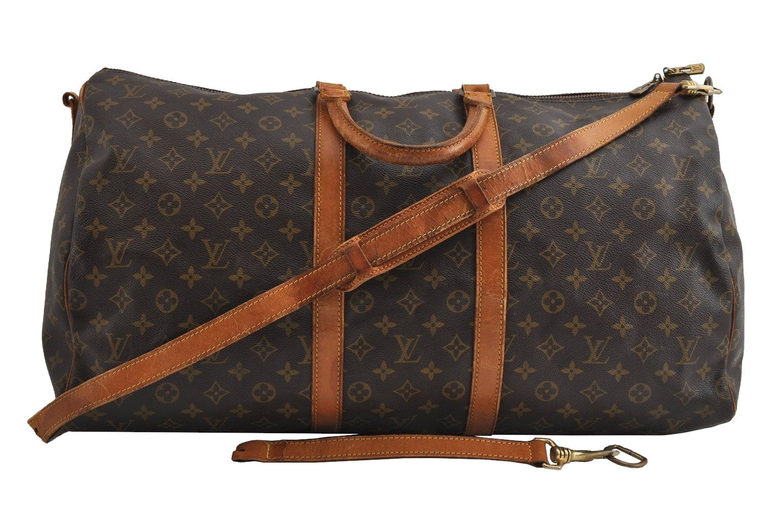 Authentic Louis Vuitton Monogram Keepall Bandouliere 55 M41414 Boston Bag 4192I