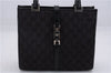 Authentic GUCCI Jackie Hand Bag GG Canvas Leather 0021065 Black Navy 4194E