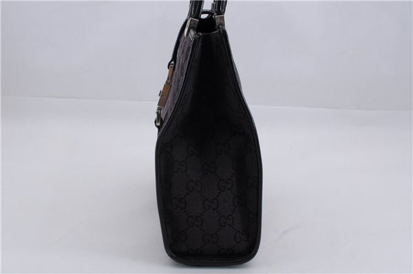 Authentic GUCCI Jackie Hand Bag GG Canvas Leather 0021065 Black Navy 4194E