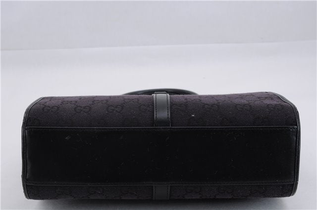 Authentic GUCCI Jackie Hand Bag GG Canvas Leather 0021065 Black Navy 4194E