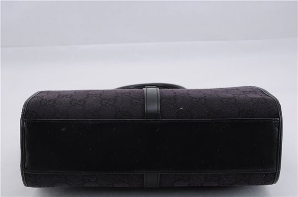 Authentic GUCCI Jackie Hand Bag GG Canvas Leather 0021065 Black Navy 4194E